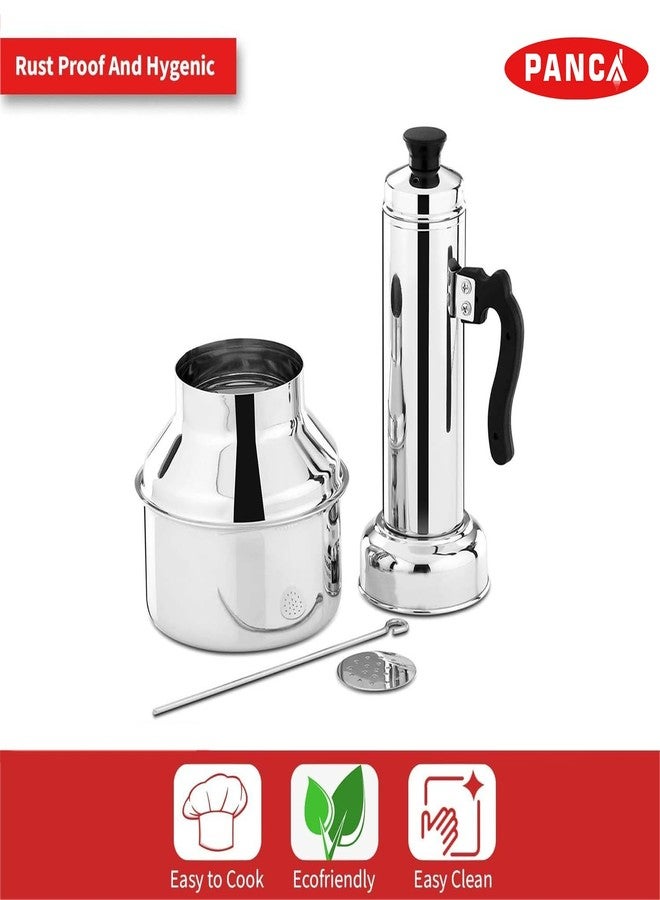PANCA Stainless Steel Puttu Kudam Maker with Steamer Plate | Traditional Puttu Kutti with Lid & Stick | Puttu Maker for Cooker Use | Puttu Kozha Puttumakker - 1.5 Litre - Image 5